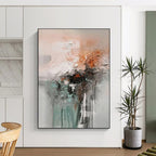 Textured Gray - Orange Abstract, "Rough Dawn" – Mixed - Media Abstract Painting On Canvas PS0898