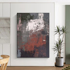 “Gray & Red Textured Abstract” - Textured Abstract Painting On Canvas PS0419