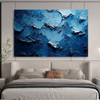 “Textured Blue Abyss” - Blue Abstract, Impasto Oil Painting On Canvas DKS758