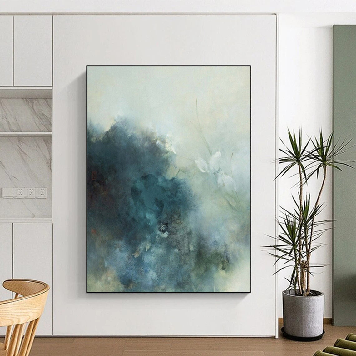 “Soft Blue - Grey Mist: Ethereal Abstract” - Dreamy Watercolor - Style Art On Canvas PT0948