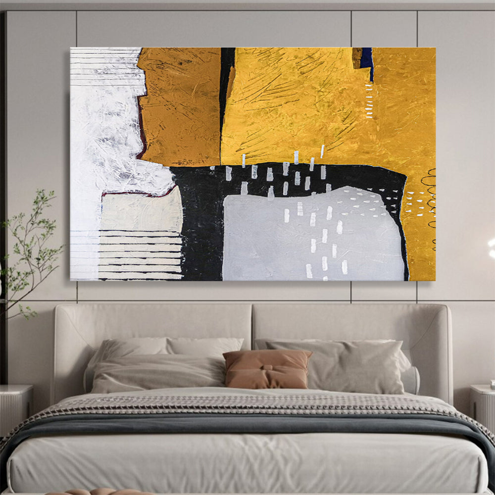 “Gold and Black Geometric Abstract” - Abstract Painting on Canvas DKS574