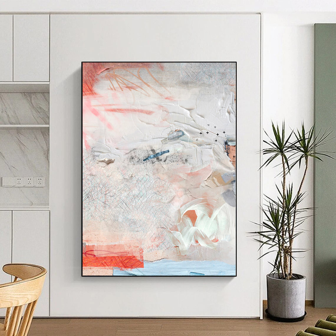 “Soft Tones Abstract Collage” - Delicate Abstract Painting On Canvas PS0096