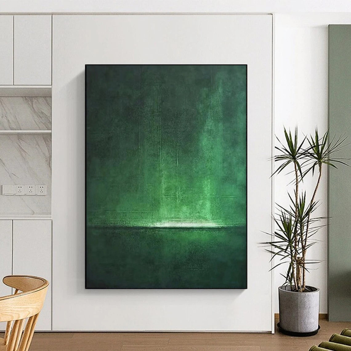 “Dark Green Textured Abstraction” - Abstract Textured Painting On Canvas PT1891