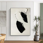 “Bold Black - White Strokes” - Black, White Abstract Minimalist Painting On Canvas PS0710