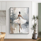 “Ballerina in White” - Impressionistic Oil Painting On Canvas PT2174