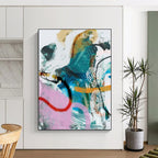 “Colorful Abstract Fusion” - Vibrant Hues with Dynamic Forms Painting On Canvas DS229