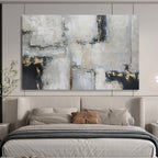 Gray - Gold Geometric Abstract - Modern Abstract Painting On Canvas DKS351