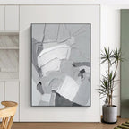 “Gray & White Textured Abstract” - Textured Abstract Painting On Canvas PS0407