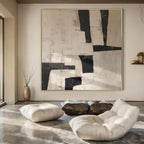 “Black - White Geometric Abstract” - Bold Abstract Painting On Canvas PS0123