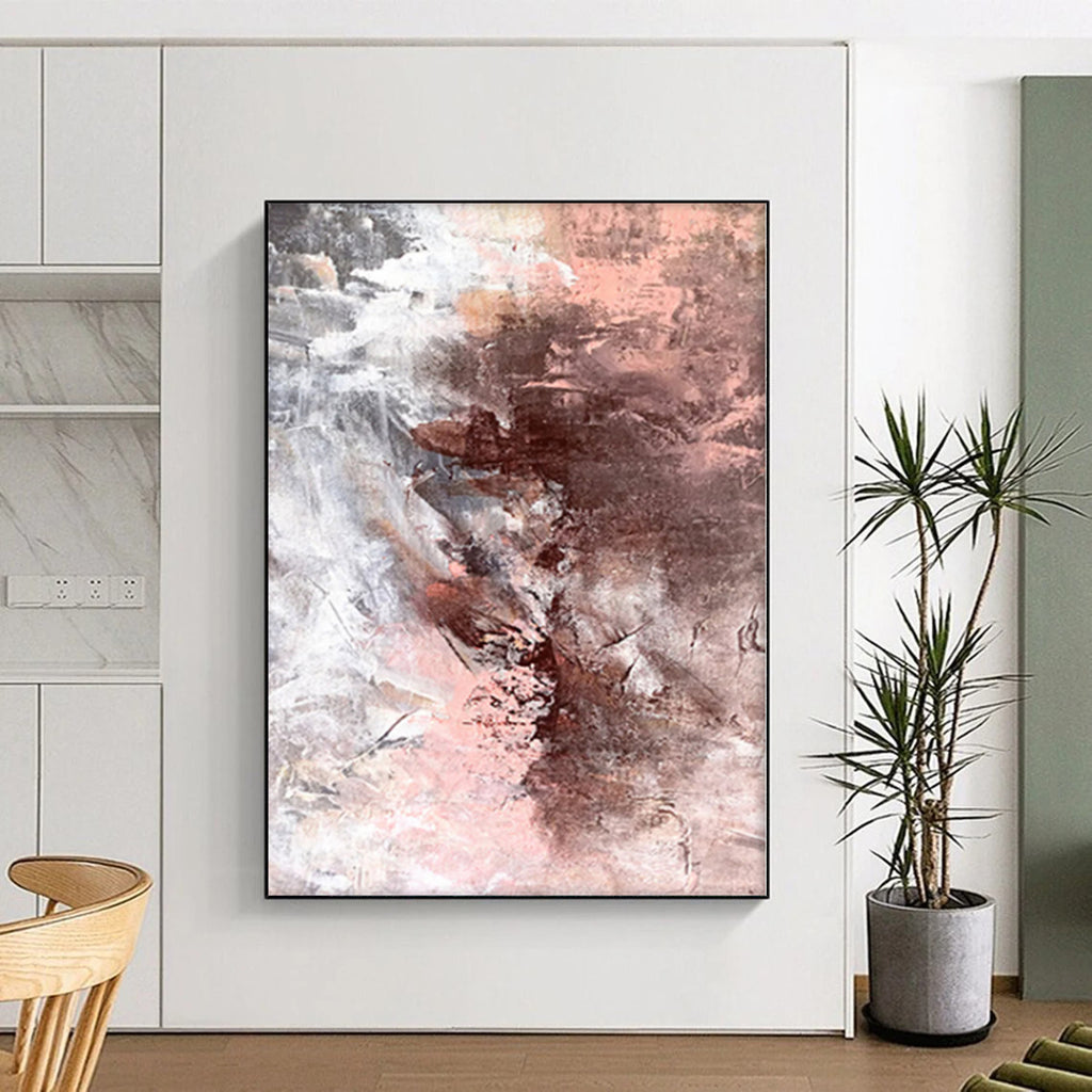 “Blush and Brown Abstract Fusion” - Abstract Minimalist Painting On Canvas PS0023