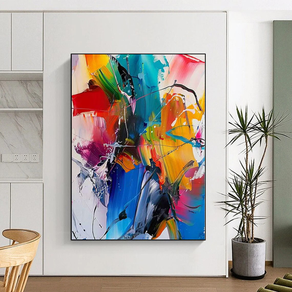 “Intense Color Clash of Creativity” - Chaotic Abstract Painting On Canvas PS0232