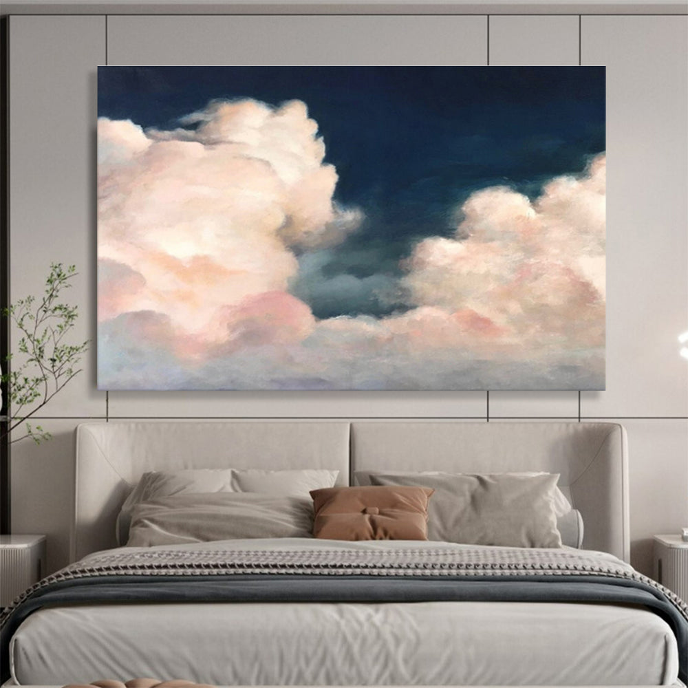 “Pink Clouds in Dark Sky” Landscape Painting On Canvas DKS185