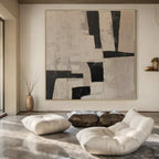 Black and White Geometric, "Structured Simplicity" – Geometric Abstract Painting On Canvas PS0985