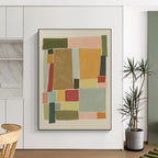 “Colorful Abstract Geometric Collage” - Cheerful Abstract Painting On Canvas PS0333