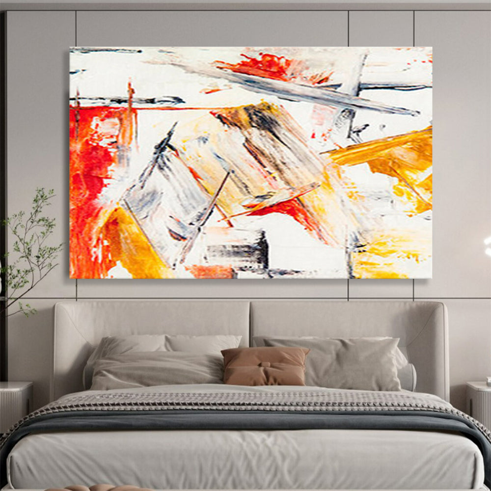 “Dynamic Red - Yellow Abstract” - Energetic Abstract Painting On Canvas DKS400