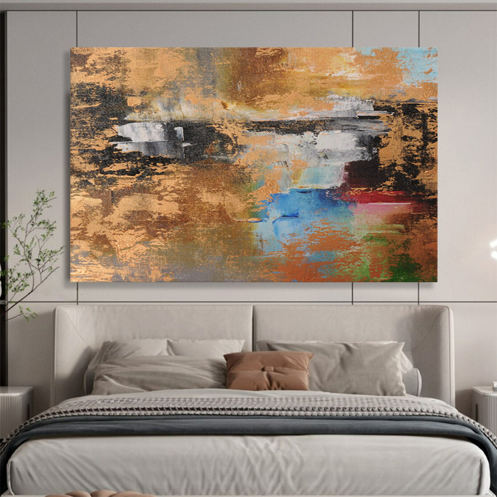 Gold - Accented Colorful Abstract Painting On Canvas DKS019