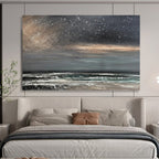 “Starry Night Over the Ocean” - Impressionist Seascape - Painting On Canvas PT1786