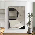 “Grayscale Collage - like Abstraction” - Black, White, Gray Abstract Collage - style Painting On Canvas PS0558
