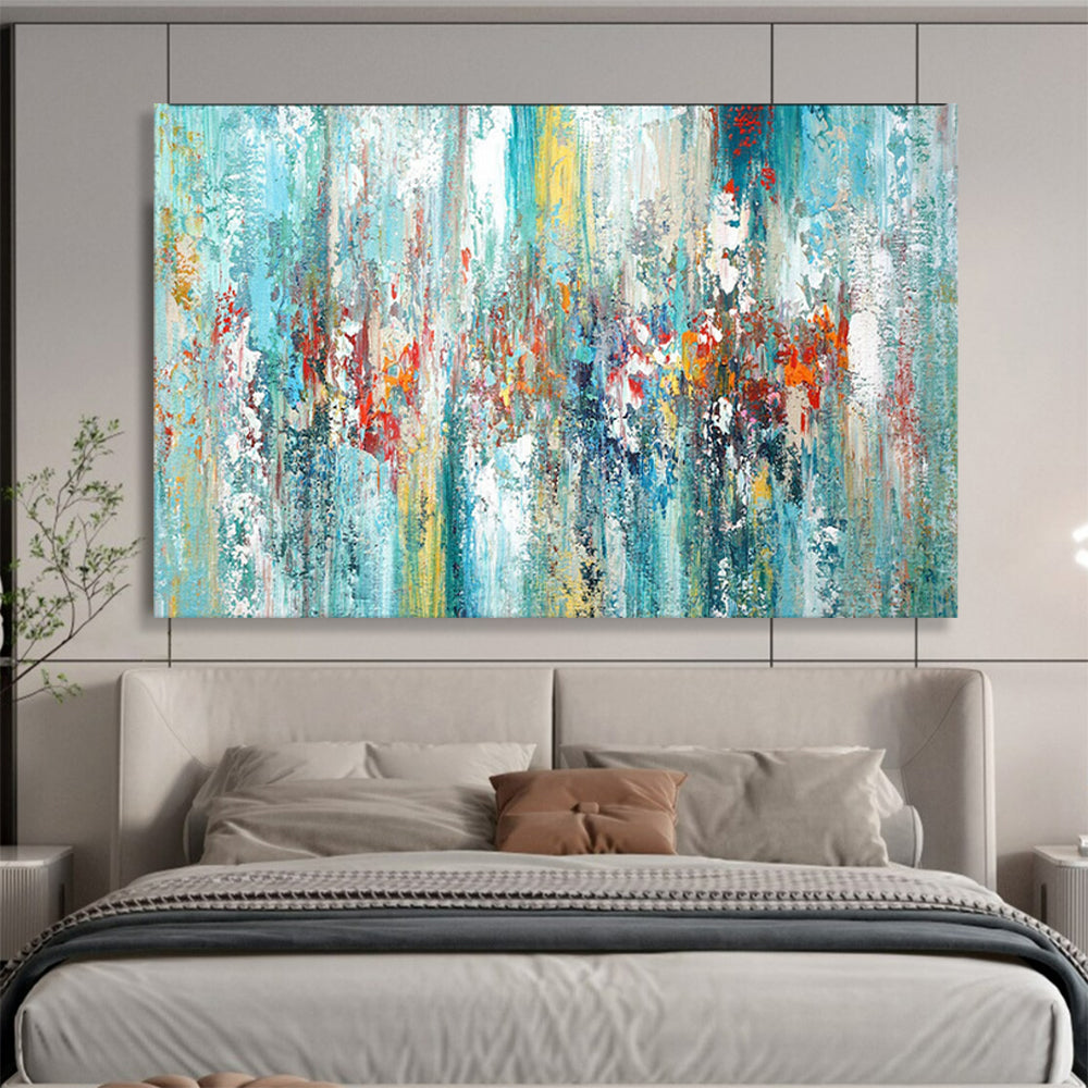 “Vibrant Blue - Green Abstract Blend” - Dynamic Strokes Painting On Canvas PT1515