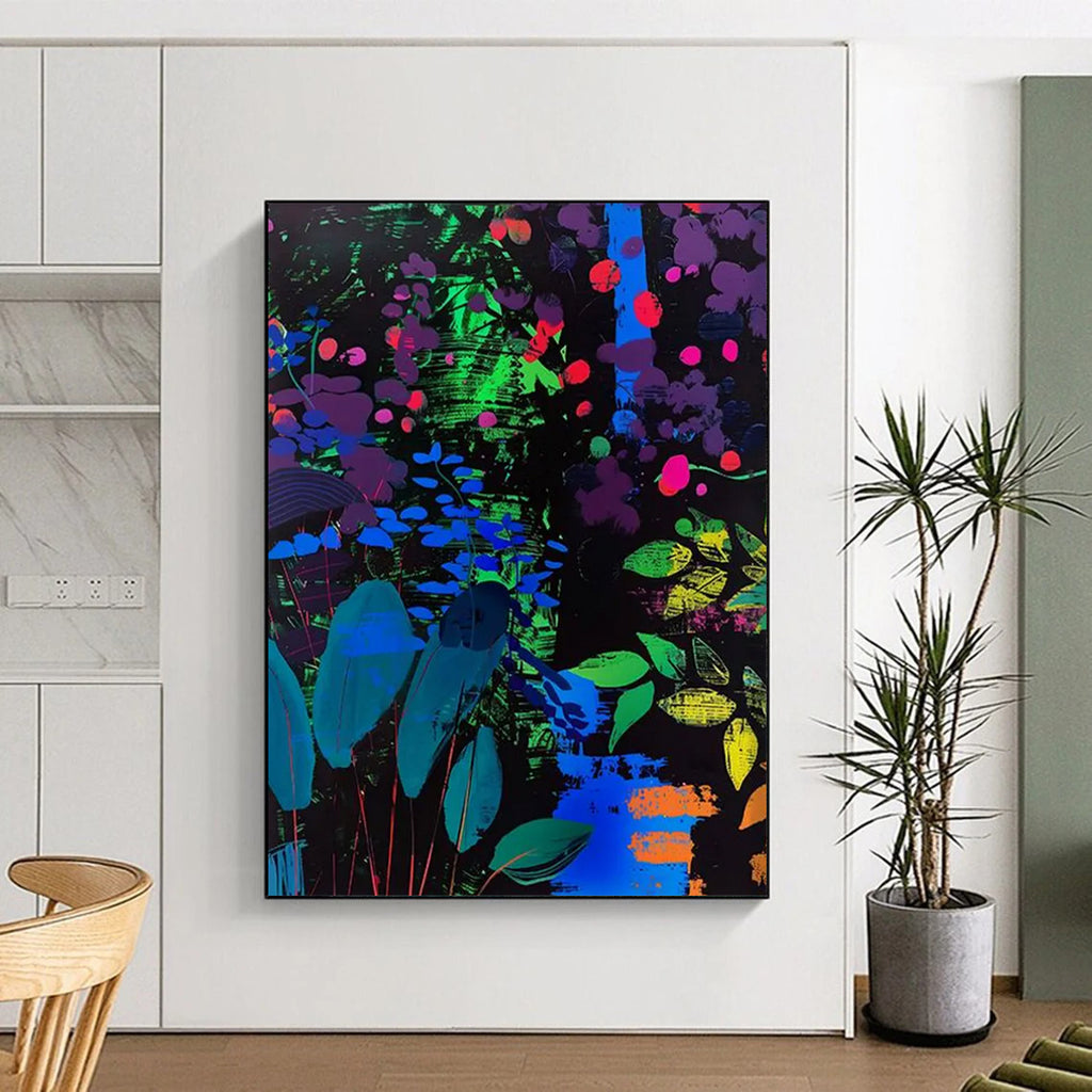 Neon Forest Night Painting On Canvas DS095