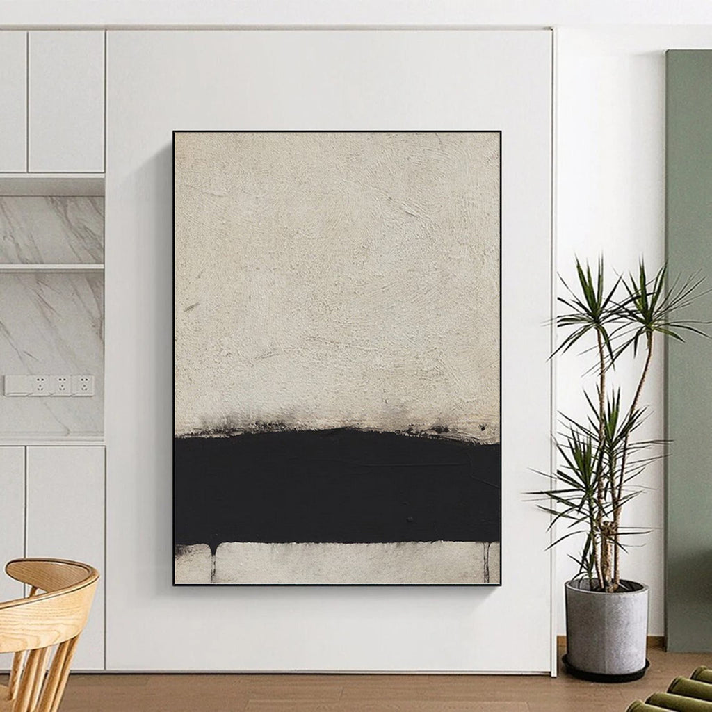 “Minimalist Black & White Abstract” - Minimalist - Inspired Abstract Painting On Canvas PT1419