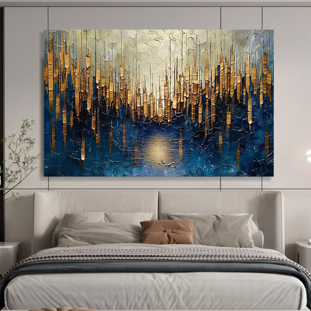 “Golden Forest Abstract” - Textured Landscape Painting On Canvas PT157