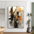 Black - Orange - Gray Abstract Web Painting On Canvas DS116