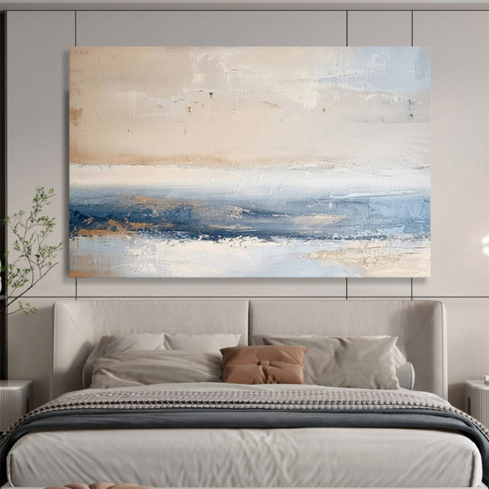 “Beige - Blue Abstract Horizon” - Abstract Landscape - Painting On Canvas PT1730