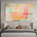 Pastel Color Block Abstract Painting On Canvas DKS029