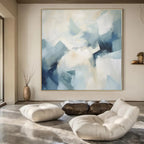 Light Blue, White with Geometric Shapes "Geometric Skies" Abstract Painting On Canvas PS1337