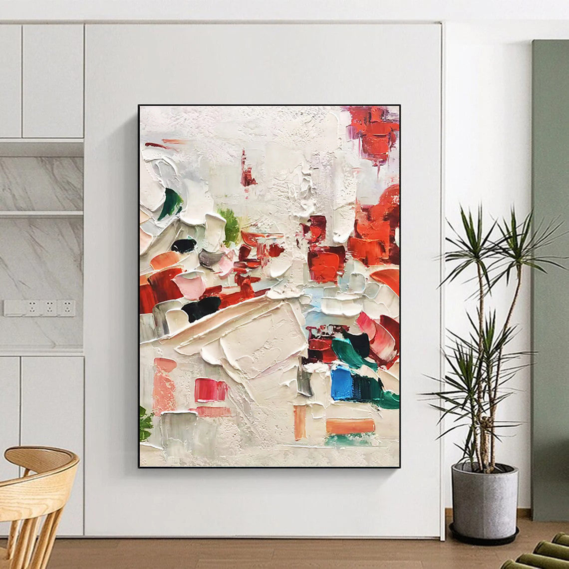 “Thick Paint Abstract Composition” - Impasto Abstract Painting On Canvas PT1044