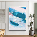 “Blue - Swirl Abstract” - Dynamic Blue Strokes & Black Lines Painting On Canvas DS151