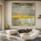 “Gray - Yellow Urban Divide” - Industrial Abstract Art On Canvas PS0203