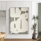 “Grey - White Geometric Cutouts” - Modern Abstract Shape Painting On Canvas PT1075