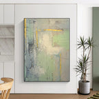 “Grey - Green with Golden Accents Abstract Textures” Painting On Canvas PS0374