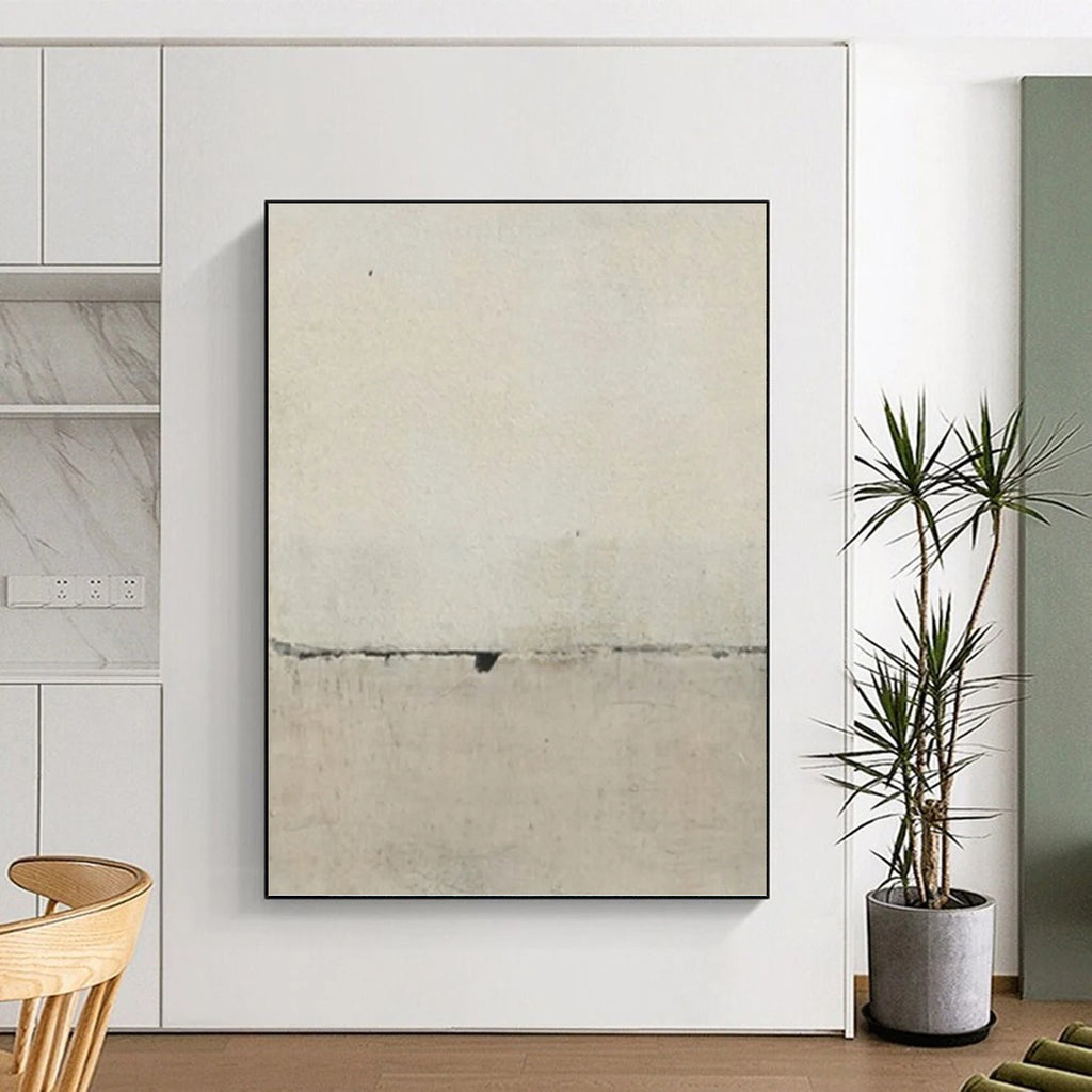 “Light Grey Cracked Surface” - Minimalist Abstract Painting On Canvas PT1122