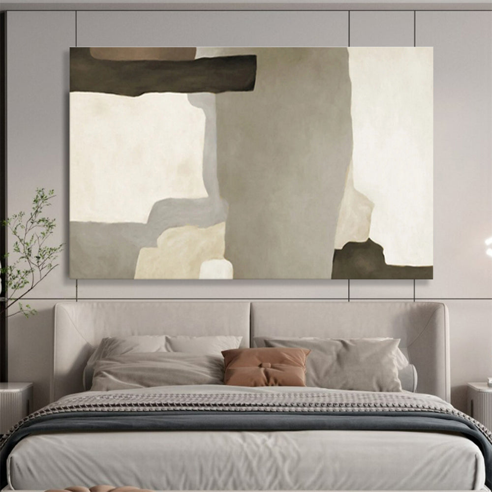 “Neutral Tones Abstract Shapes” - Minimalist Abstract Painting, Great for Modern Hallway & Study DKS607