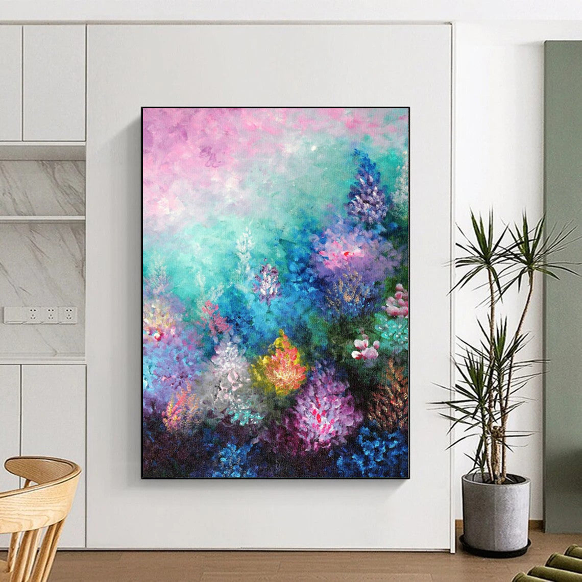 “Colorful Floral Abstract” - Impressionistic Abstract Painting On Canvas PS0065