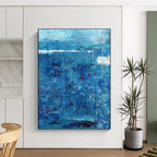 “Blue Abstract with Red Accents” - Textured Abstract Painting On Canvas PT1100