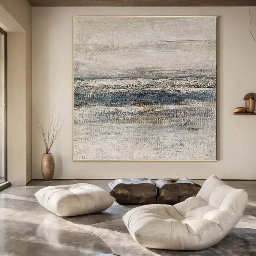 Gray and Blue Textured, "Coastal Layers" – Textured Abstract Painting On Canvas PS0964