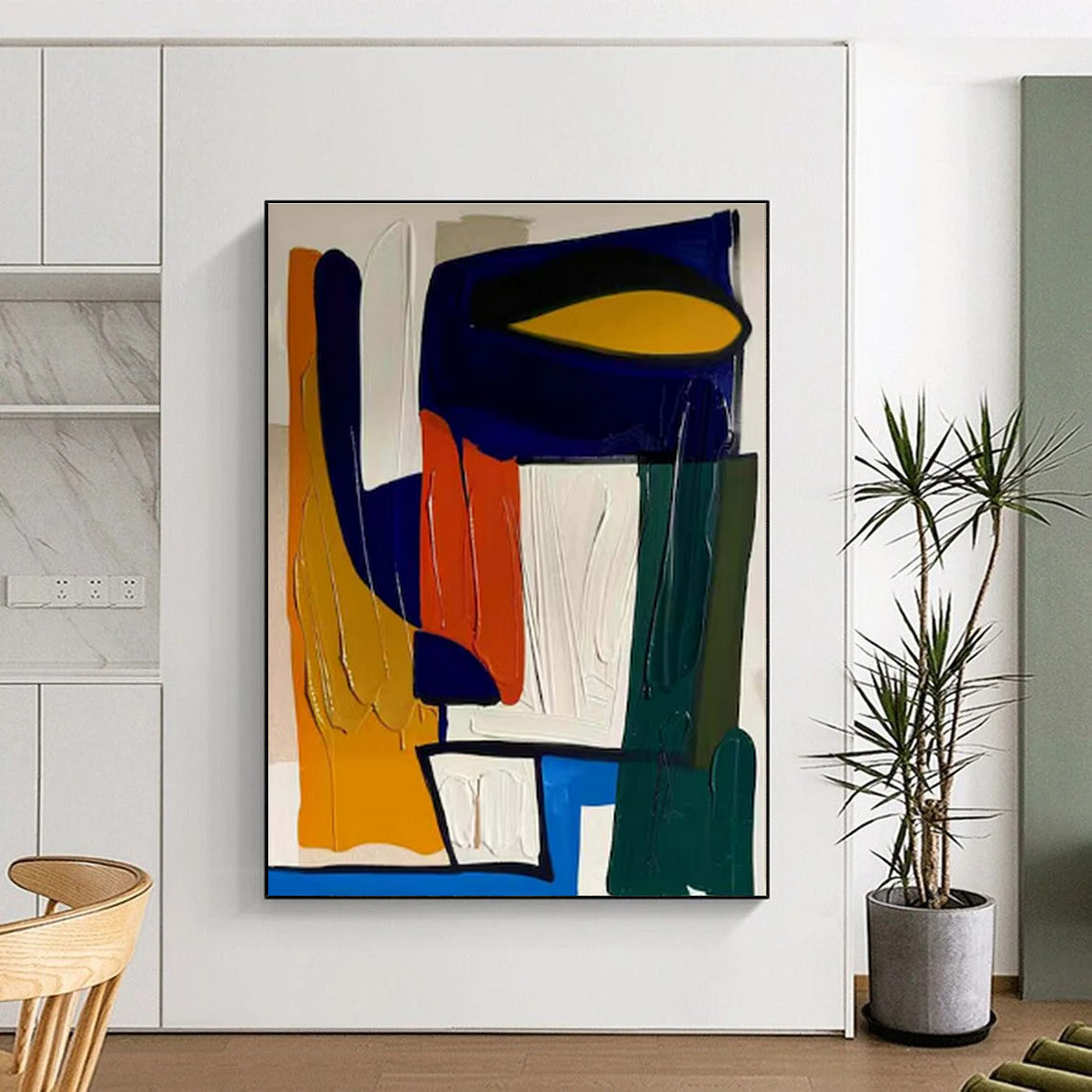 “Bold Color Blocks” - Multicolor, Blue, Orange, Green Abstract Geometric Painting On Canvas PS0627