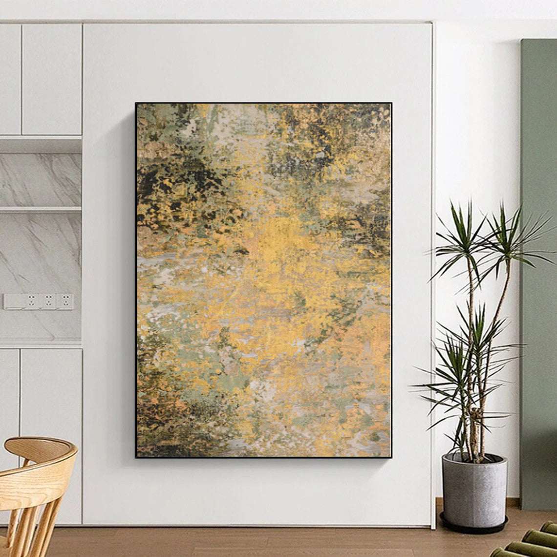 “Golden Hues Abstract” - Nature - Inspired Abstract Painting On Canvas PS0075