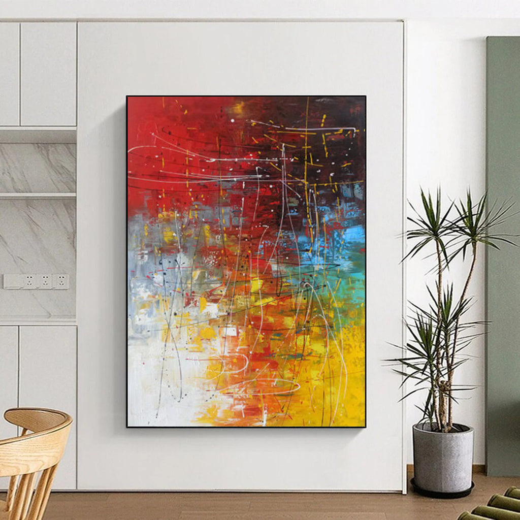 “Vibrant Abstract Chaos” - Bold Colors & Dynamic Lines Painting On Canvas DS254