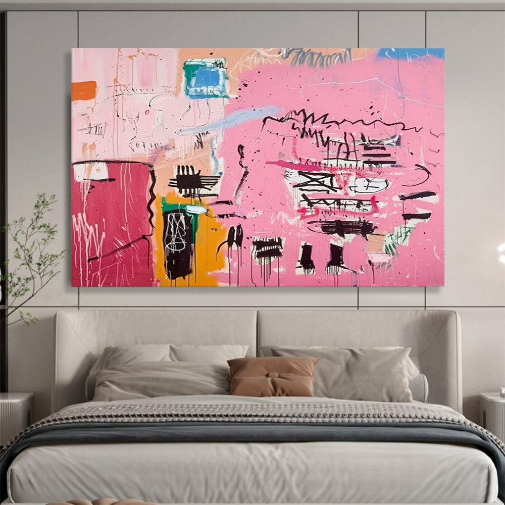 “Pink Abstract Graffiti” - Street - Art - Inspired Painting On Canvas PT198