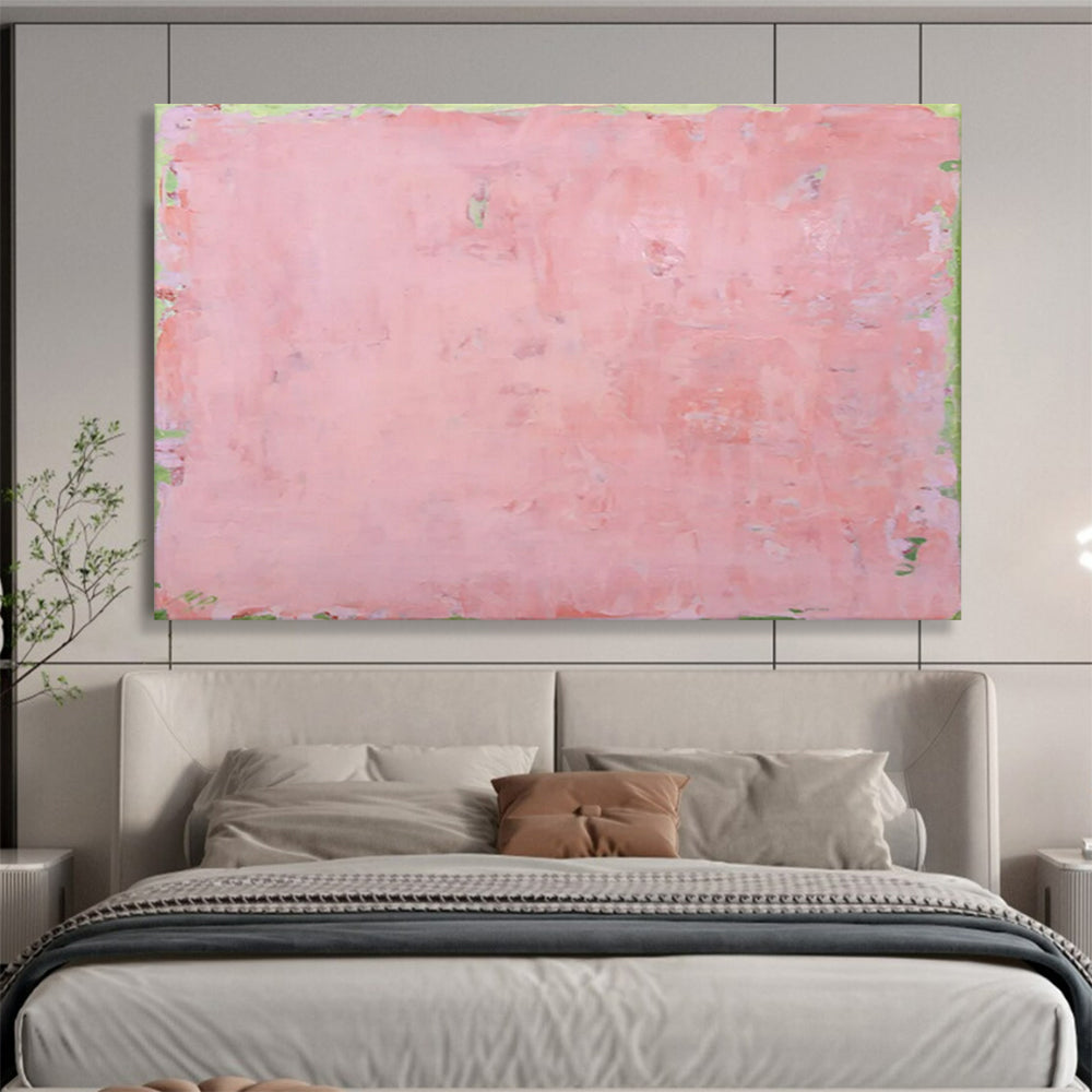 “Soft Pink with Green Edges” - Color Field - Painting On Canvas PT1791