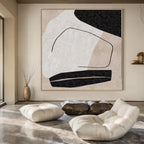 Black, White and Beige with Fragmented Lines "Broken Unity" Abstract Painting On Canvas PS1142