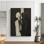 “Black & White Figures” - Abstract Expressionist Painting On Canvas PT2171