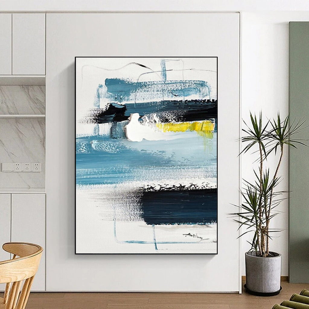 Blue - Yellow Concerto - Mainly Blue, Black, and Yellow - Abstract Expressionism PS0778