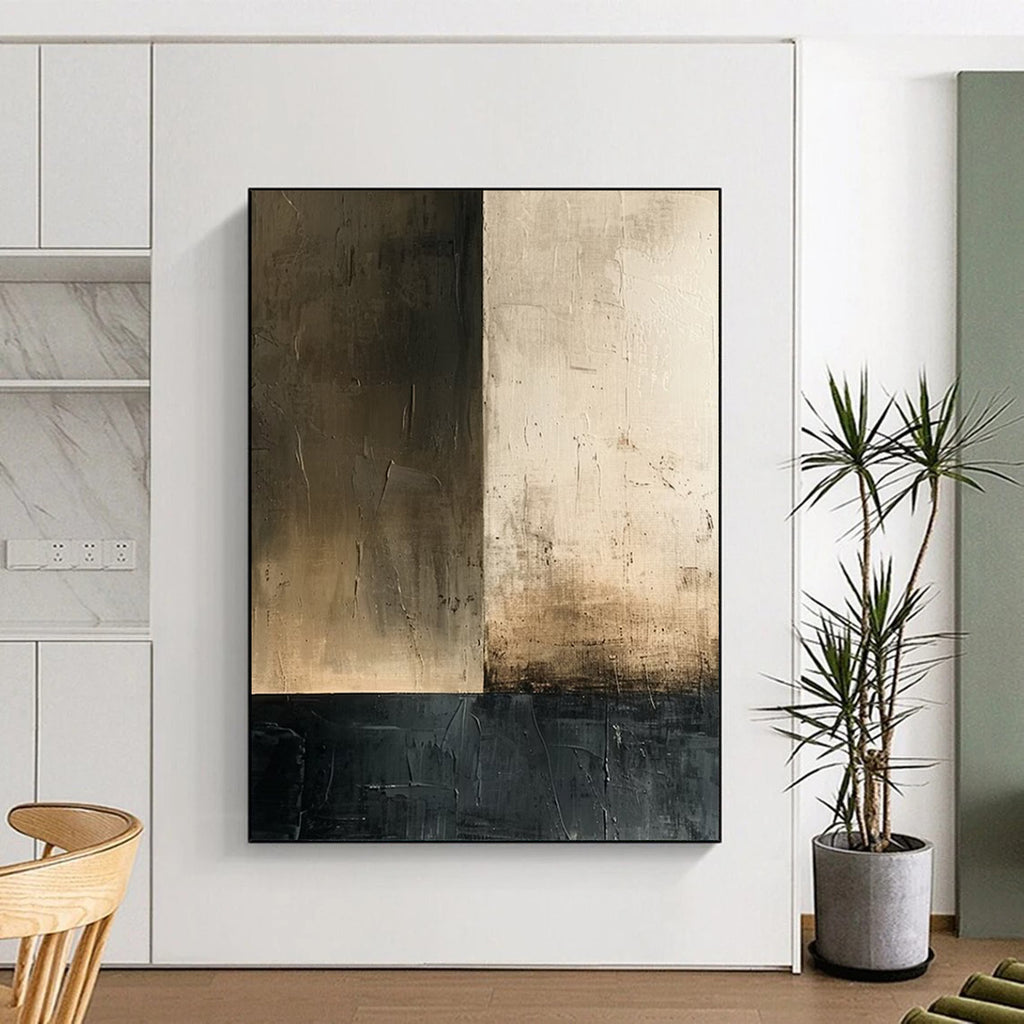 “Brown - Black Minimalist Blocks” - Minimalist Abstract Painting On Canvas DS016