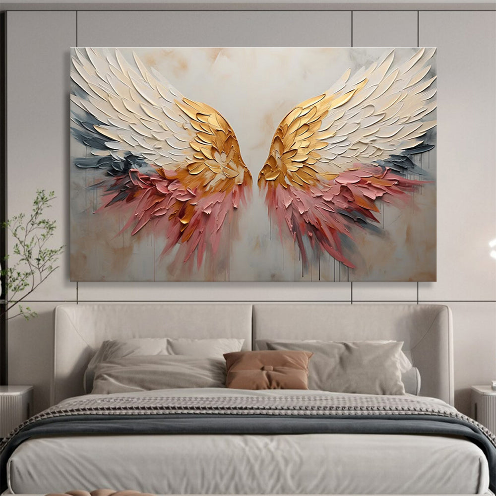“Textured Angel Wings” - Impasto Mixed - Media Painting On Canvas DKS863